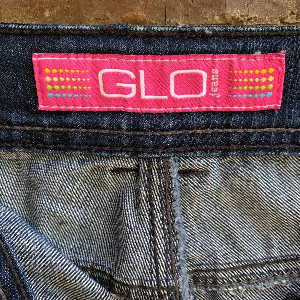GLO Women's Mid Rise Cropped Beaded Jeans Blue Size 13 - Picture 2 of 8
